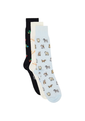 Paul Smith Three-Pack Multicolor Printed-Graphic Socks