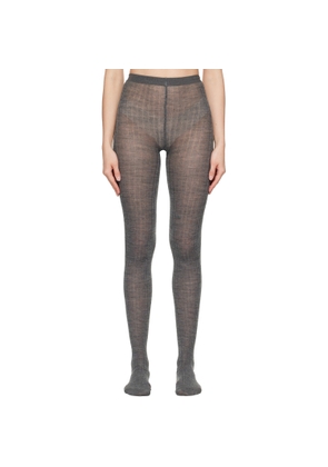 Jil Sander Gray Ribbed Wool Tights