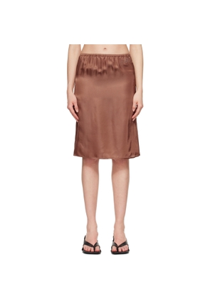 MM6 Maison Margiela Brown Satin Midi Skirt