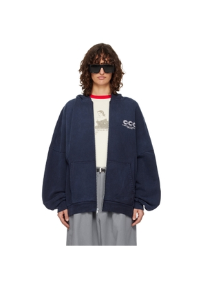 WILLY CHAVARRIA Navy 'CCC' Hooligan Zip Through Hoodie
