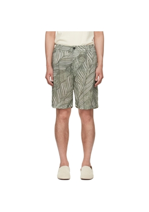 YOKE Green Leaf Pattern Printed Rayon 2Pleated Easy Shorts