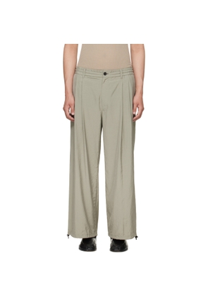YOKE Taupe Silk Nylon 2Pleated Easy Trousers