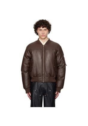 Deadwood SSENSE Exclusive Brown Bofinger Padded Leather Bomber Jacket