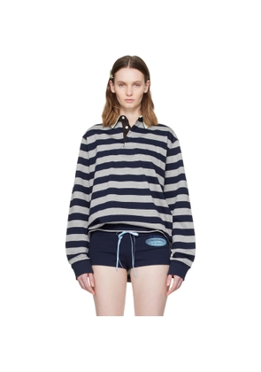 Ans Dotsloevner Gray & Navy Rugger Polo