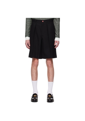 Casablanca Black Wool Pleated Tailored Shorts