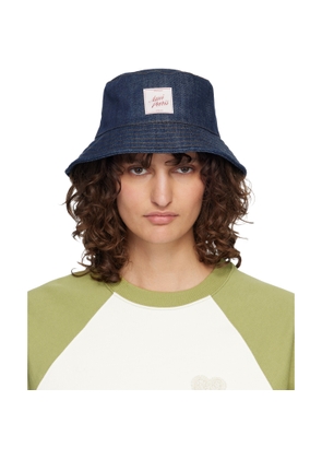 AMI Paris Navy Topstitchings Denim Bucket Hat