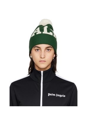 Palm Angels Green Pom Pom Beanie