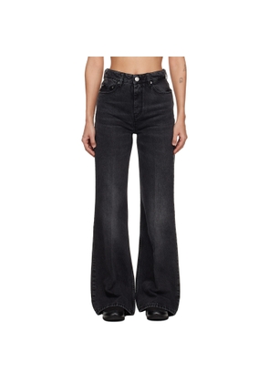 AMI Paris Black Cotton Flare-Fit Jeans