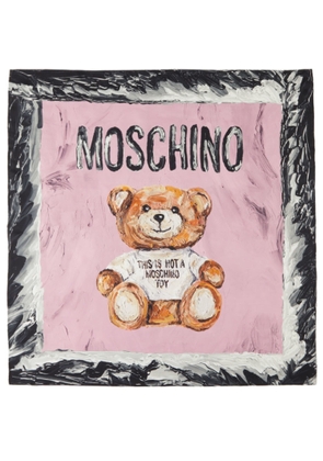 Moschino Multicolor Painted Bear Scarf