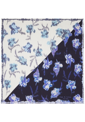 rag & bone Navy Kit Floral-Print Silk Bandana Scarf