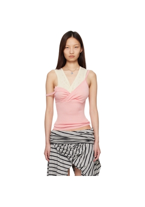 August Barron Pink & Off-White Double Camisole
