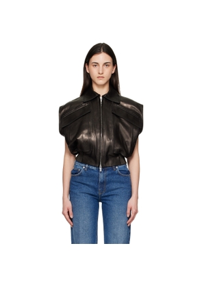 Versace Black Embossed-Logo Leather Vest