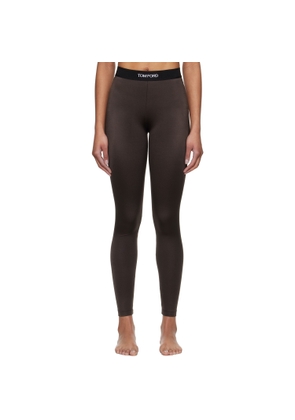 TOM FORD Brown Lustrous Signature Leggings