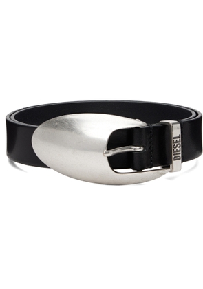 Diesel Black Sculptural Buckle Belt