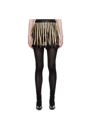 SUPER YAYA Black & Yellow Soleil Leather Miniskirt