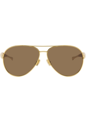 Bottega Veneta Gold Sardine Aviator Sunglasses