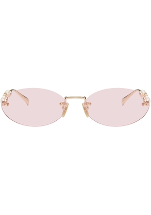 Gucci Gold Pearl Oval Frame Sunglasses