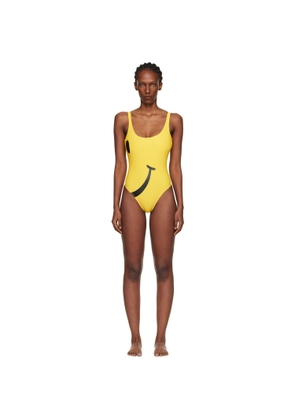 Moschino Yellow Smiley Lycra One-Piece Swimsuit
