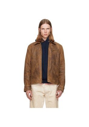 Polo Ralph Lauren Brown Leather Bomber Jacket