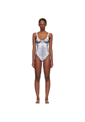Moschino White & Black Printed Lycra One-Piece Swimsuit