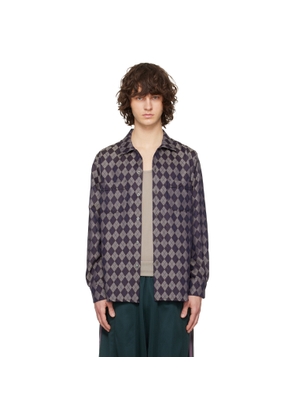 NEEDLES Gray & Burgundy Open Collar Shirt
