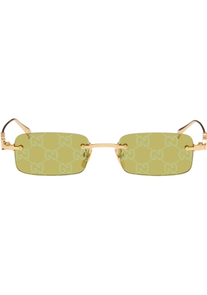 Gucci Gold Rectangular Frame Sunglasses
