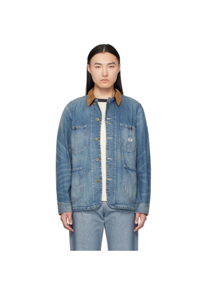 RRL Blue Corduroy-Collar Indigo Denim Jacket