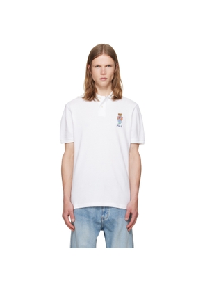 Polo Ralph Lauren White Classic Fit Polo Bear Mesh Polo