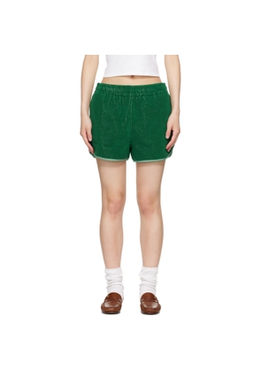 Versace Green Cotton-Terry Jacquard Sweat Shorts