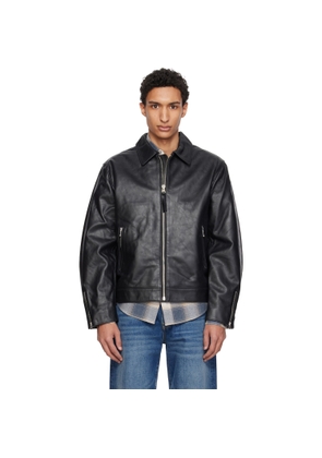 Nudie Jeans Black Eddy Rider Leather Jacket