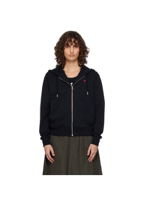 AMI Paris Black Ami de Coeur Zipped Hoodie