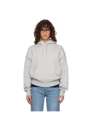 AMI Paris Gray Cotton Embossed Ami de Coeur Hoodie