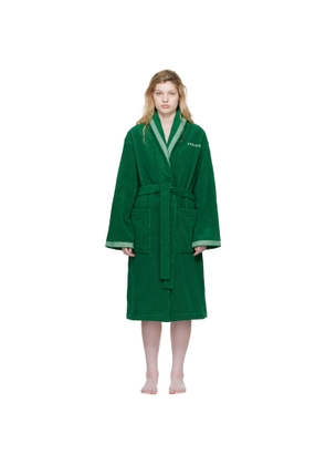 Versace Green Cotton-Terry Jacquard Bathrobe