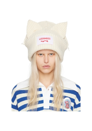Charles Jeffrey LOVERBOY SSENSE Exclusive Off-White Supersized Chunky Ears Beanie