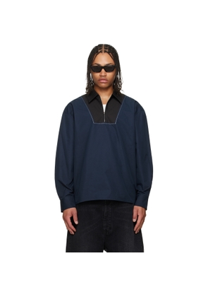 Marni Navy Poplin Zip Bib Shirt