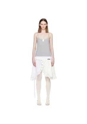 Ans Dotsloevner Gray & White Apron One-Piece Minidress