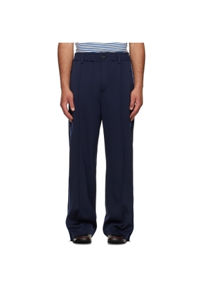 Marni Navy Piped Wool Twill Trousers