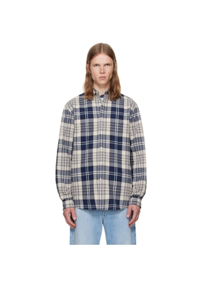 Polo Ralph Lauren Navy & Off-White Brushed Oxford Sport Shirt