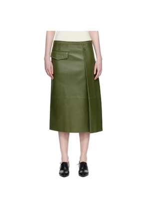 Marni Green Pocket Bonded Nappa Leather Midi Skirt