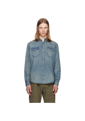 Polo Ralph Lauren Blue Slub Denim Western Shirt