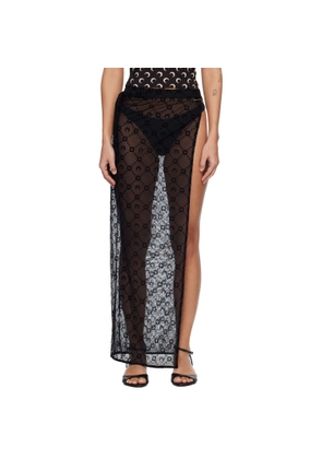 Marine Serre Black Moonogram Meshflock Cover-Up Skirt