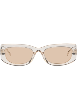 Prada Eyewear Beige & Silver Triangle Logo Sunglasses