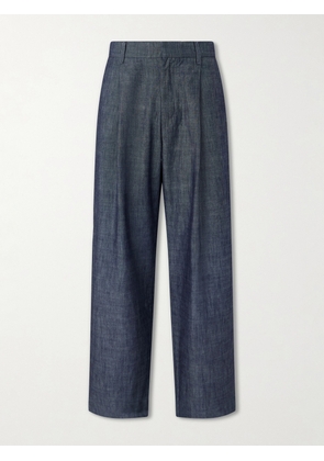 NN07 - Kay 10056 Straight-Leg Pleated Organic Cotton-Chambray Trousers - Men - Blue - UK/US 29