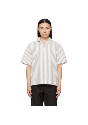 Hugo White & Brown Oversized-Fit Seersucker Shirt