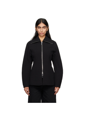 GANNI Black Bonded Crepe Curve Sleeve Jacket
