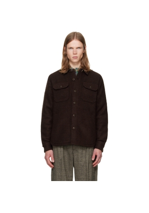 Polo Ralph Lauren Brown Felted Wool Long Sleeve Overshirt