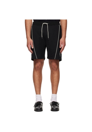 Hugo Black Embroidered Artwork Cotton-Blend Shorts