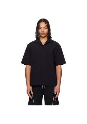 Hugo Black Oversized-Fit Stretch Cotton Seersucker Shirt