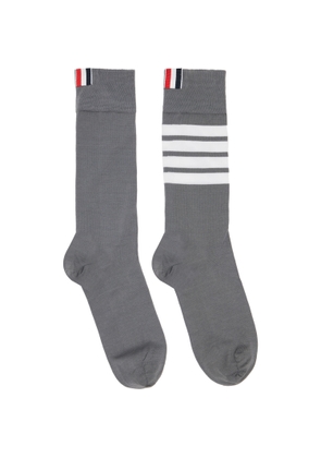 Thom Browne Gray Cotton 4-Bar Mid Calf Socks