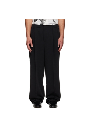 Hugo Black Pleat-Front Whipstitch Detail Trousers.